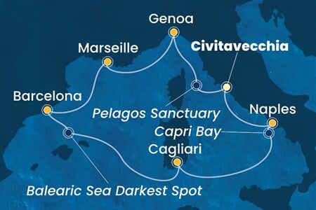Costa Smeralda - Itálie, Francie, Španělsko (z Civitavecchie)