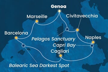 Costa Smeralda - Itálie, Francie, Španělsko (z Janova)