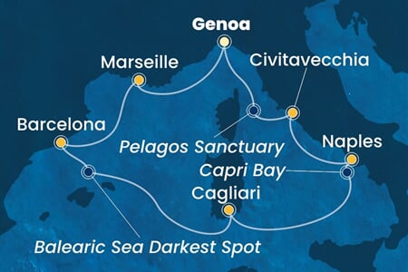 Costa Smeralda - Itálie, Francie, Španělsko (z Janova)