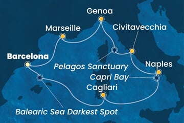 Costa Smeralda - Španělsko, Itálie, Francie (z Barcelony)