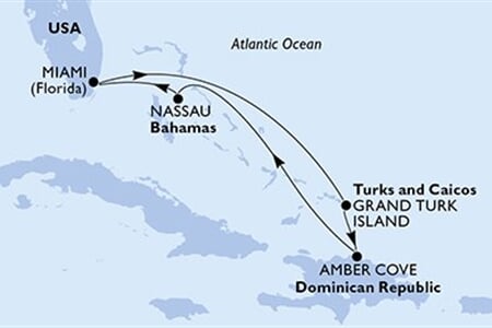 MSC DIVINA - Amerikai Egyesült Államok, Turks- és Caicos-szigetek, Dominikai Köztársaság, Bahamaszigetek (a Miami-ből)
