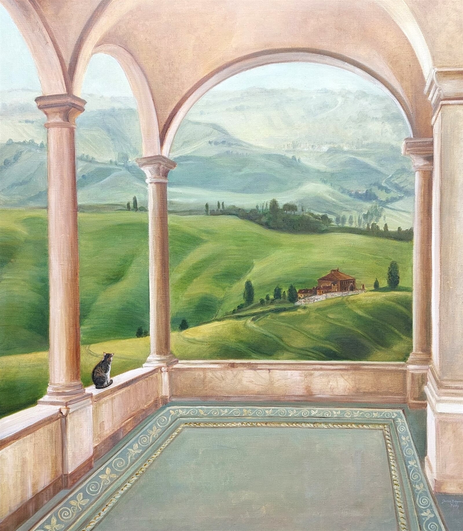 Jana Bayerová: Toskánská veduta, 120 × 100 cm