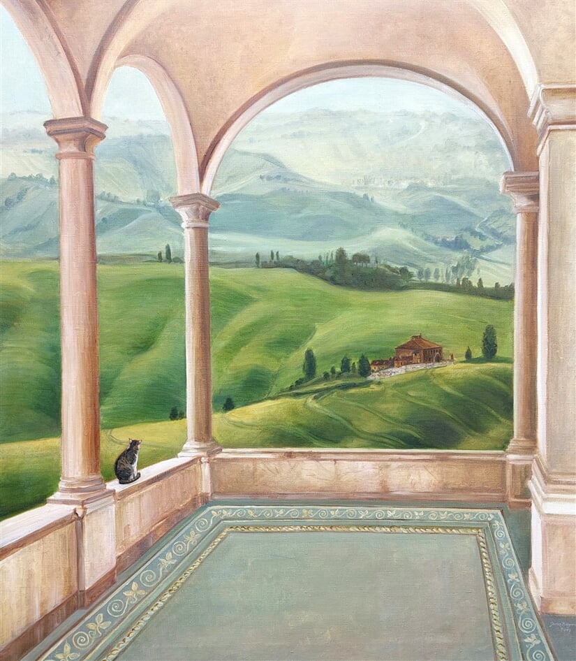Toskánská veduta, olej na plátně, 100 x 120 cm