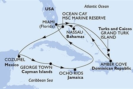 MSC DIVINA - Amerikai Egyesült Államok, Bahamaszigetek, Mexikó, Kajmán-szigetek, Jamaica, ... (a Miami-ből)