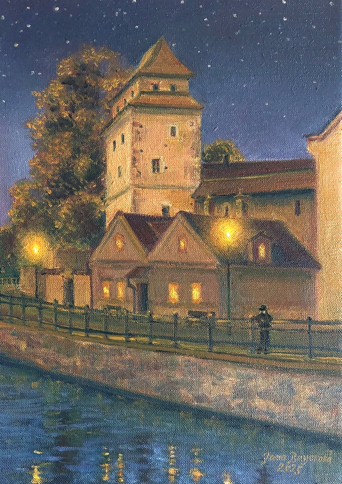 Nokturno u Železné panny II, olej na plátně 25 x35 cm