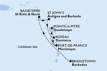 MSC Virtuosa - Barbados, Sv.Kryštof a Nevis, Antigua a Barbuda, Dominika, Martinik, ... (Bridgetown)