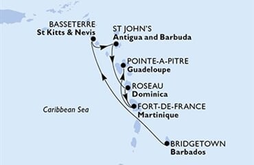 MSC Virtuosa - Barbados, Sv.Kryštof a Nevis, Antigua a Barbuda, Dominika, Martinik, ... (Bridgetown)
