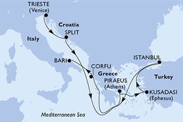 MSC SPLENDIDA - Itálie, Chorvatsko, Řecko, Turecko (z Terstu)