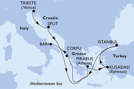 MSC SPLENDIDA - Itálie, Chorvatsko, Řecko, Turecko (z Terstu)