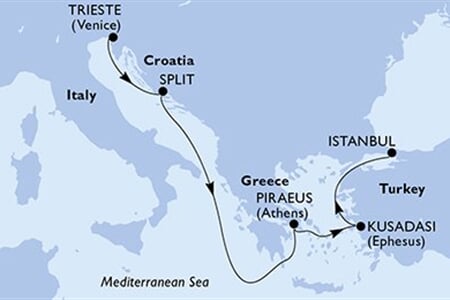 MSC SPLENDIDA - Itálie, Chorvatsko, Řecko, Turecko (z Terstu)