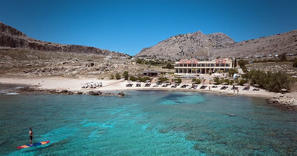 Hotel Lindian Dream SeaSide Resort (ex. Mitsis Lindos Memories): fotografie vybavení exteriérů a interiérů ubytování.