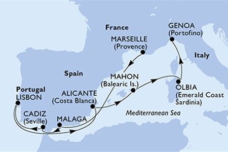 MSC Opera - Francie, Španělsko, Portugalsko, Itálie (z Marseille)