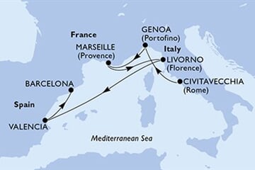 MSC ORCHESTRA - Olaszország, Franciaország, Spanyolország (a Civitavecchia-ből)