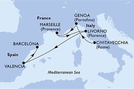 MSC ORCHESTRA - Olaszország, Franciaország, Spanyolország (a Civitavecchia-ből)