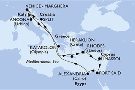 MSC Lirica - Itálie, Řecko, Kypr, Egypt, Chorvatsko (Ancona)