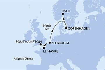 MSC PREZIOSA - Velká Británie, Francie, Belgie, Dánsko, Norsko (ze Southamptonu)
