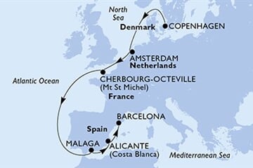 MSC Euribia - Dánsko, Nizozemí, Francie, Španělsko (z Kodaně)