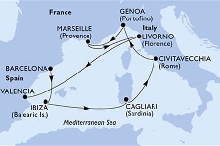 MSC ORCHESTRA - Spanyolország, Olaszország, Franciaország (a Barcelona-ből)