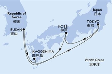 MSC BELLISSIMA - Japán, Dél-Korea (a Tokió-ből)