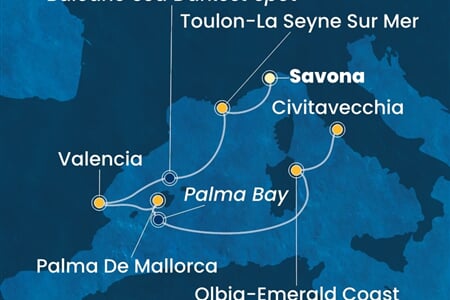 Costa Pacifica - Itálie, Francie, Španělsko (ze Savony)