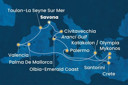Costa Pacifica - Itálie, Francie, Španělsko, Řecko (ze Savony)