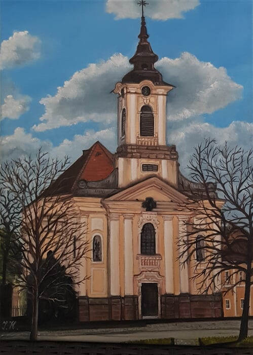 Kostel Nanebevzetí Panny Marie v Postoloprtech, olej, 30x40, 05 23