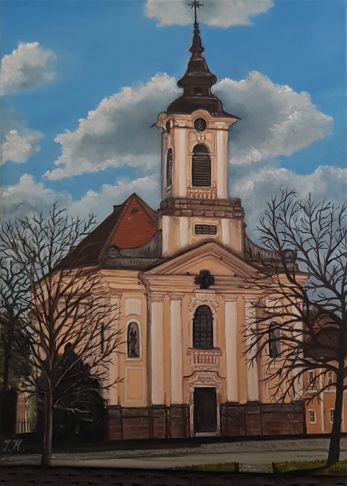 Kostel Nanebevzetí Panny Marie v Postoloprtech, olej, 30x40, 05 23