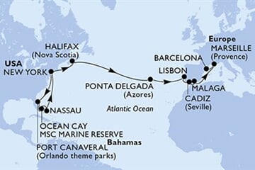 MSC Meraviglia - USA, Bahamy, Kanada, Portugalsko, Španělsko, ... (z New Yorku)