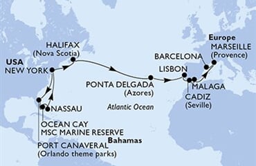 MSC Meraviglia - USA, Bahamy, Kanada, Portugalsko, Španělsko, ... (z New Yorku)