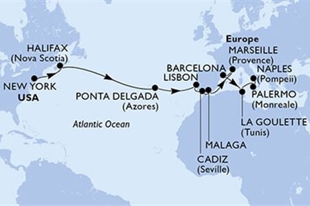 MSC MERAVIGLIA - USA, Kanada, Portugalsko, Španělsko, Francie, ... (z New Yorku)