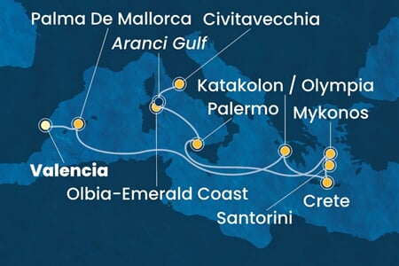 Costa Pacifica - Španělsko, Řecko, Itálie (Valencie)