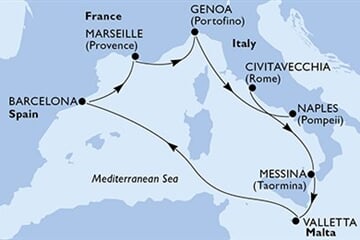 MSC WORLD EUROPA - Itálie, Malta, Španělsko, Francie (z Civitavecchie)