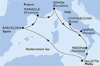 MSC World Europa - Itálie, Malta, Španělsko, Francie (z Civitavecchie)
