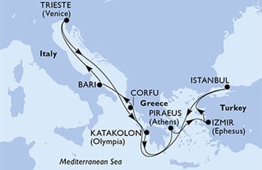 MSC Fantasia - Itálie, Řecko, Turecko (Bari)