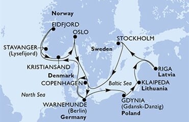 MSC Magnifica - Německo, Norsko, Dánsko, Polsko, Litva, ... (Warnemünde)