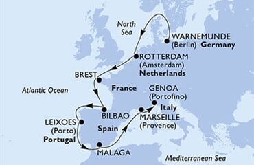 MSC Magnifica - Německo, Nizozemí, Francie, Španělsko, Portugalsko, ... (Warnemünde)