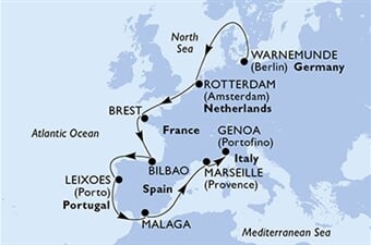 MSC Magnifica - Německo, Nizozemí, Francie, Španělsko, Portugalsko, ... (Warnemünde)