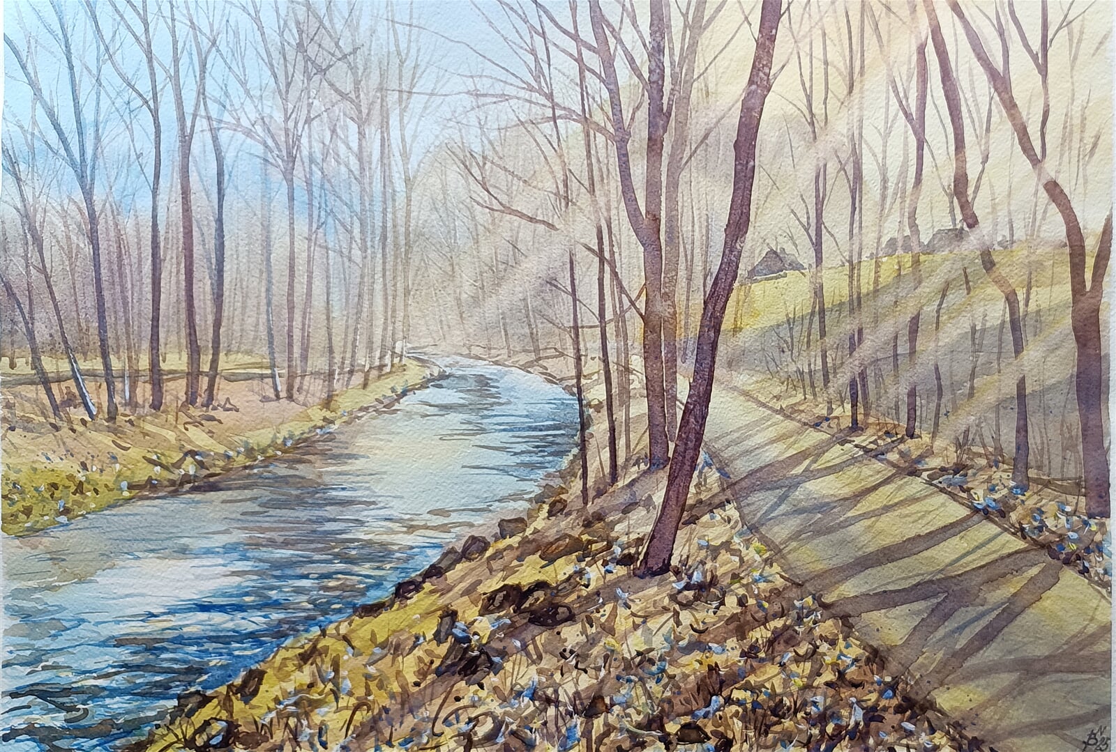 Blažena Niemcová : Jaro v Beskydech, 50 × 70 cm