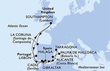 MSC Virtuosa - Velká Británie, Španělsko, Gibraltar, Portugalsko (ze Southamptonu)
