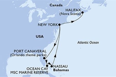 MSC MERAVIGLIA - USA, Bahamy, Kanada (z New Yorku)