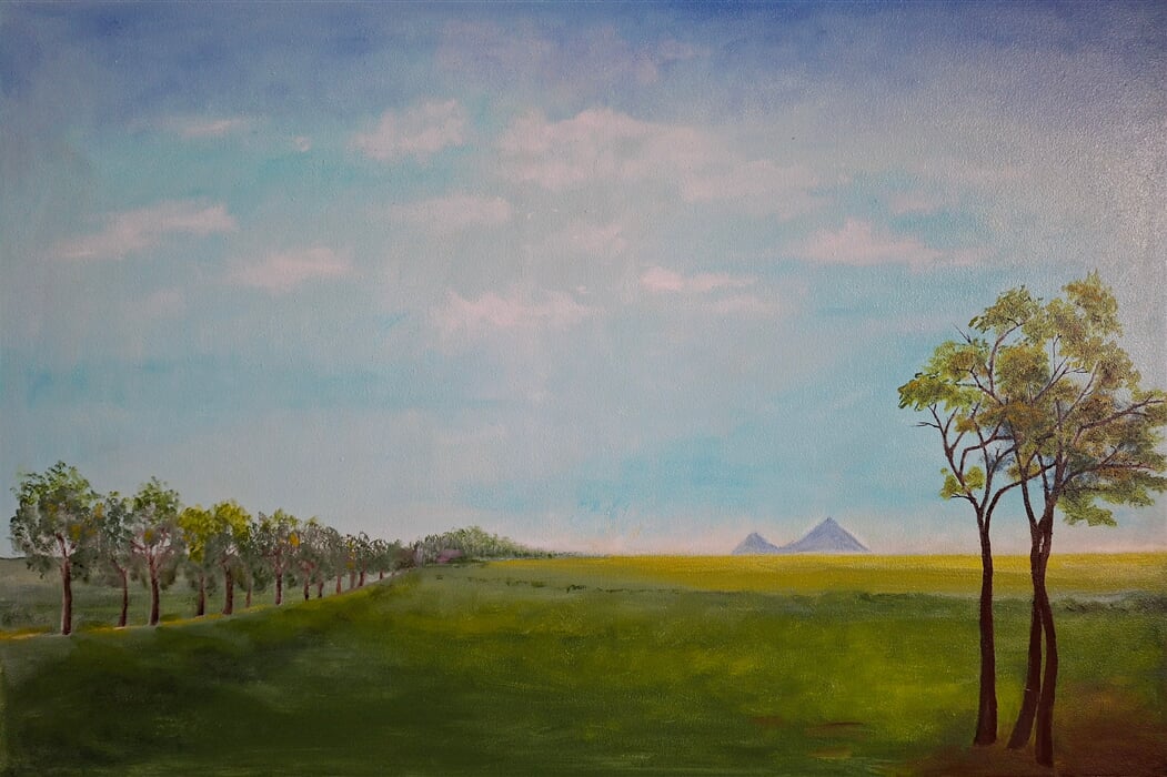 Pohled na Živonín, 60x90 cm., olej, Vlasta Polívková