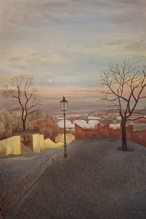 Staré zámecké schody, 90X60 cm, olej, Vlasta Polívková