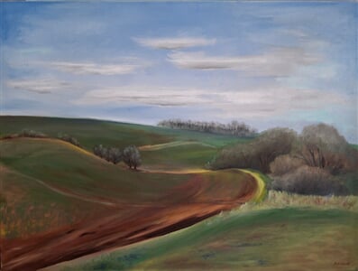 Živonín, západ, 60x80 cm, olej, Vlasta Polívková,