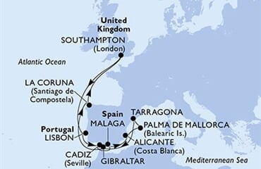 MSC Virtuosa - Velká Británie, Portugalsko, Španělsko, Gibraltar (ze Southamptonu)