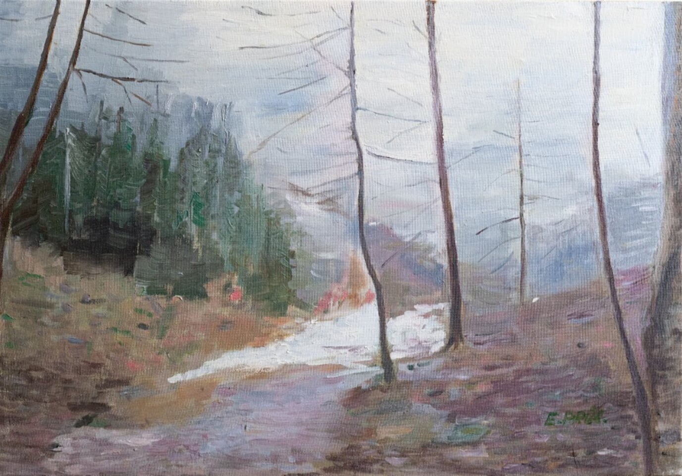 10 Quarry in the fog, 45 x 65 , 2019