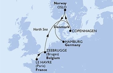 MSC Preziosa - Francie, Belgie, Dánsko, Norsko, Německo (Le Havre)