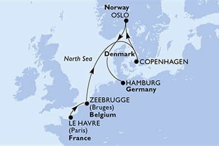 MSC Preziosa - Francie, Belgie, Dánsko, Norsko, Německo (Le Havre)