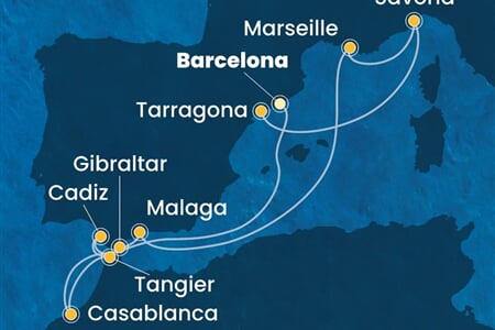 Costa Diadema - Španělsko, Maroko, Velká Británie, Francie, Itálie (z Barcelony)