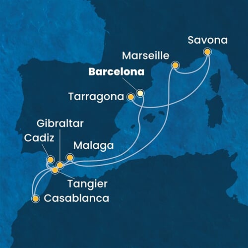Trasa plavby CDI-BCN11A11