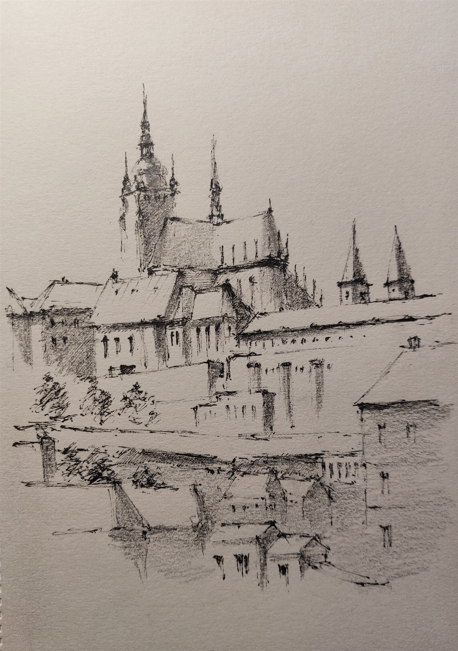 Pavel Flaška: Pražský hrad s katedrálou sv. Víta, 14 × 22 cm